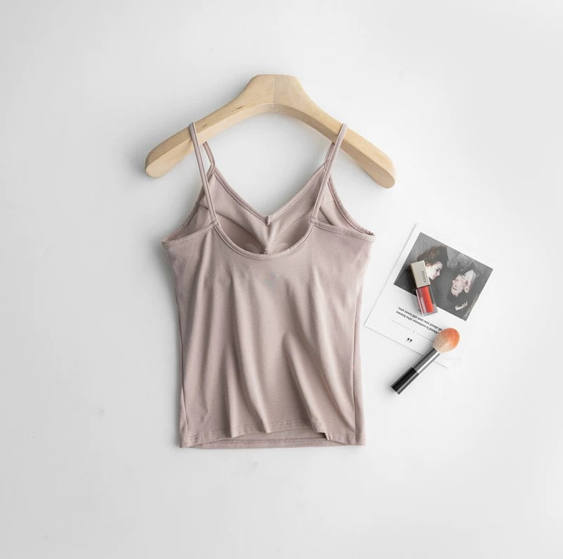 Basic V-Neck Built-In Bra Camisole